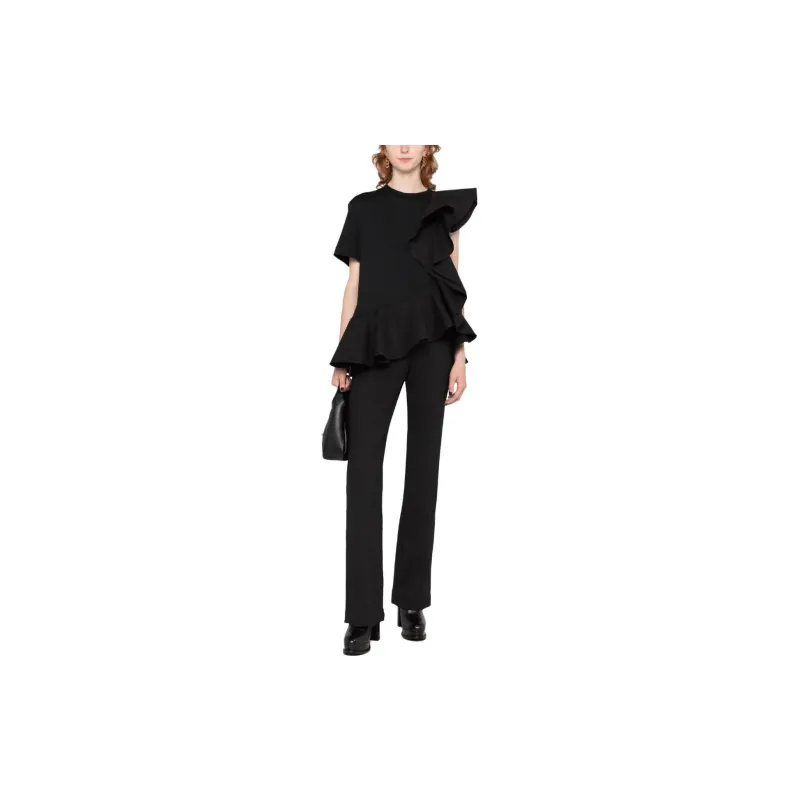 Alexander McQueen Asymmetric Ruffled Crewneck Top-1