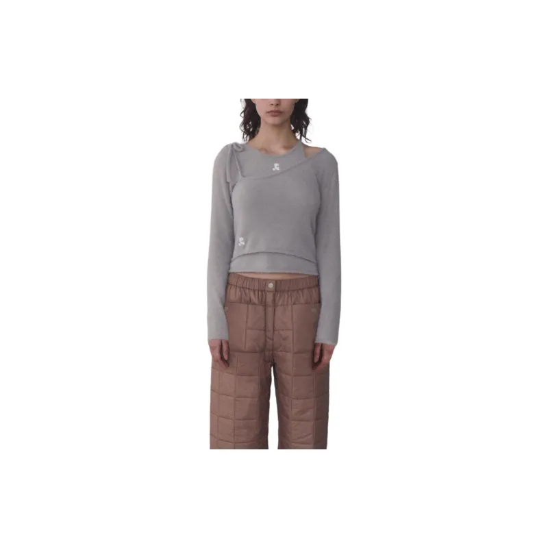 Rest&Recreation UNBALANCE LAYERED KNIT TOP Casual Suit Women's Gray/Gray-4