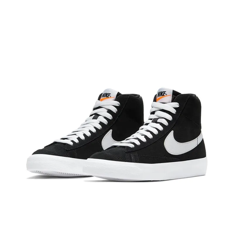 Nike Blazer '77 Suede Anti Slip Wear Resistant Mid Top Kids' Skateboarding Shoes Black White Teenagers-2