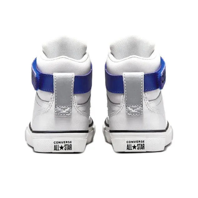 Converse Pro Blaze Strap Anti Slip Wear Resistant High Top Skateboard Shoes Silver Gray Teenagers-4