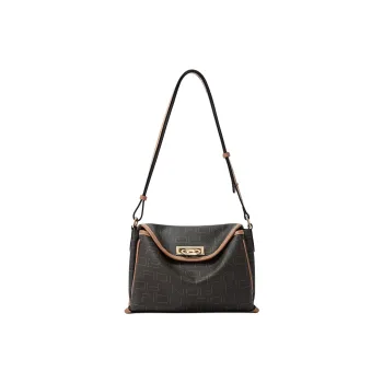 FION Imported Coated Canvas Crossbody Bag Shoulder Bag Medium Large Women's Coffee & Camel