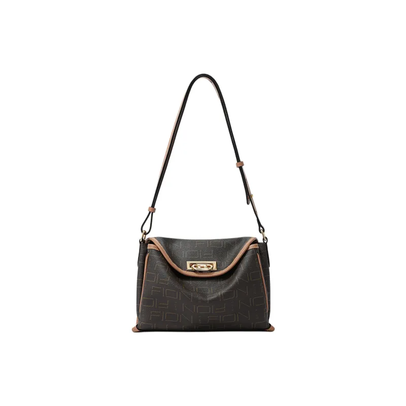 FION Imported Coated Canvas Crossbody Bag, Shoulder Bag Medium Large Women's Coffee & Camel-0