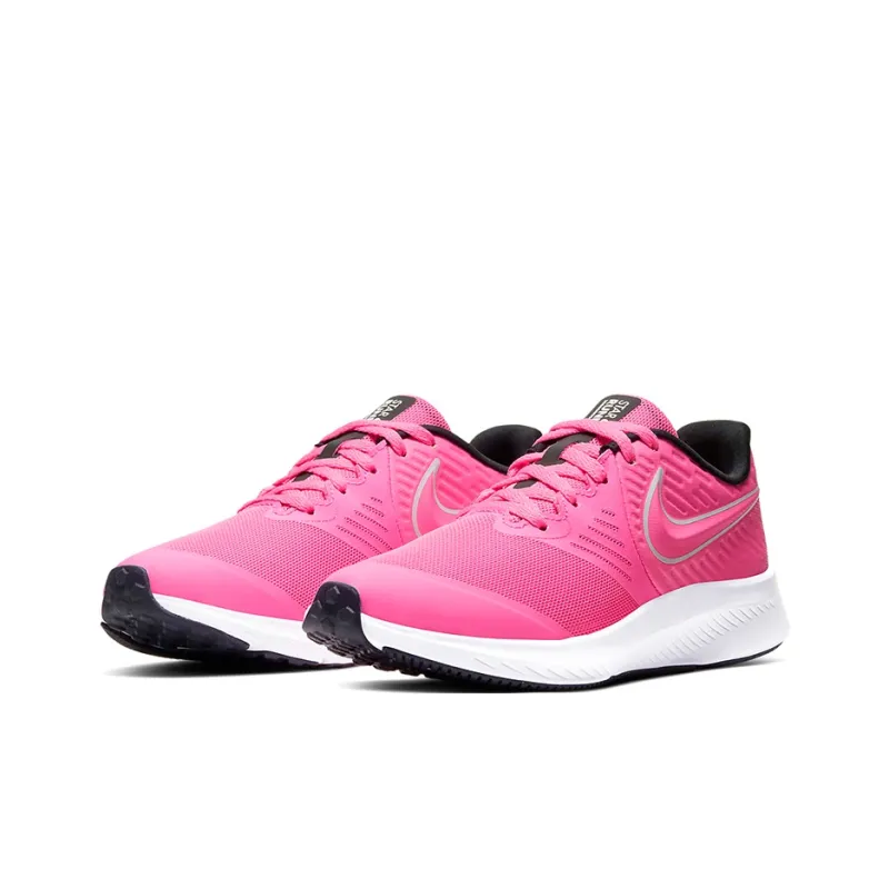 Nike Star Runner 2 Cushioning Slip Resistant Low Top Kids' Running Shoes Pink White Teenagers-2