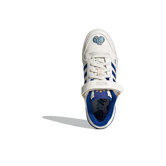 Adidas Originals FORUM Low J Slip Resistant Shock Absorbers Low Top Kids' Skateboarding Shoes White Blue Teenagers-2