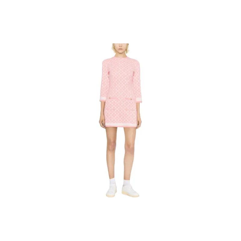 Maje Short Sleeved Dress Women's Pink-1