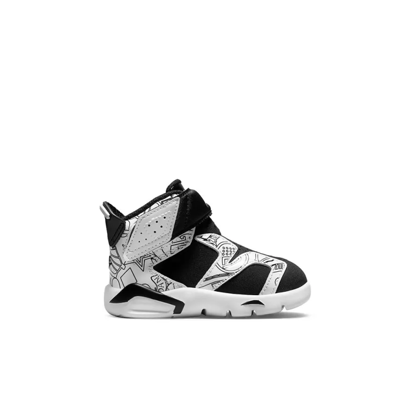 Jordan Air Jordan 6 Retro Little Flex SE High Top Toddler Shoes Black White Graffiti Infant And Toddler-1