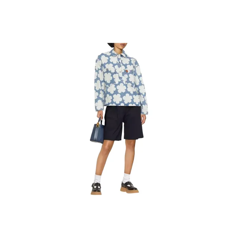 KENZO Hana Dots print Denim Polo Shirt-1