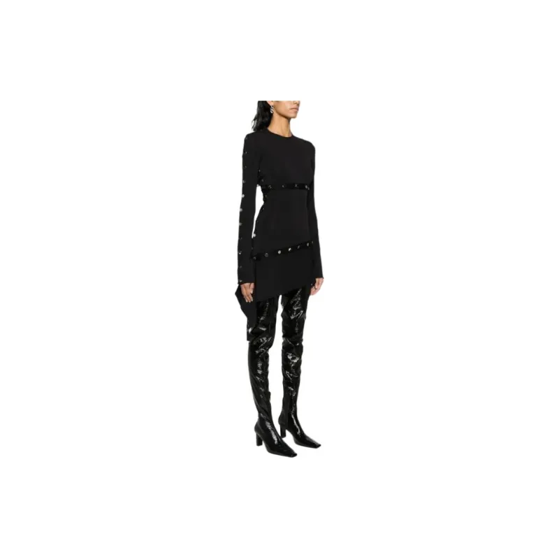 The Attico Studded Asymmetric Midi Dress-2