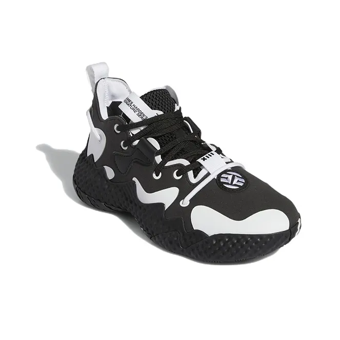 Adidas Harden Vol.6 Abrasion Resistant Low Top Performance Basketball Shoes Black White Teenagers-2