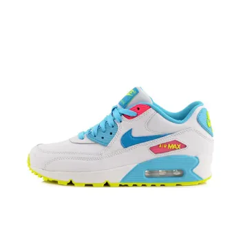 Nike Air Max 90 Anti Slip Wear Resistant Low Top Kids Lifestyle Shoes White Blue Yellow Teenagers