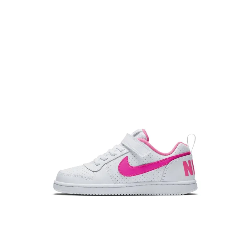 Nike Court Borough Abrasion Resistant Low Top Kids' Skateboarding Shoes White Pink Children Aged 3 7 Years Old-0