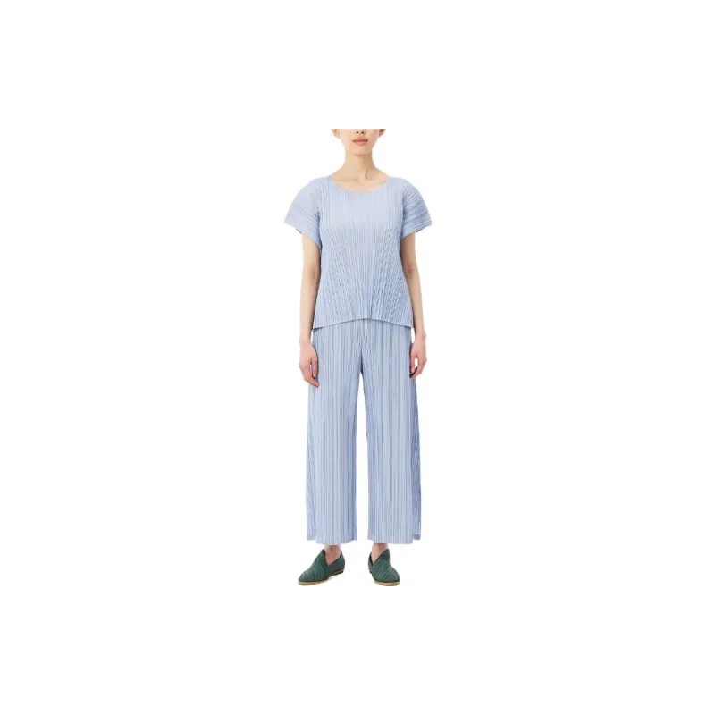PLEATS PLEASE ISSEY MIYAKE SS23 Knitted Sweatpants Women's Light Purple-2