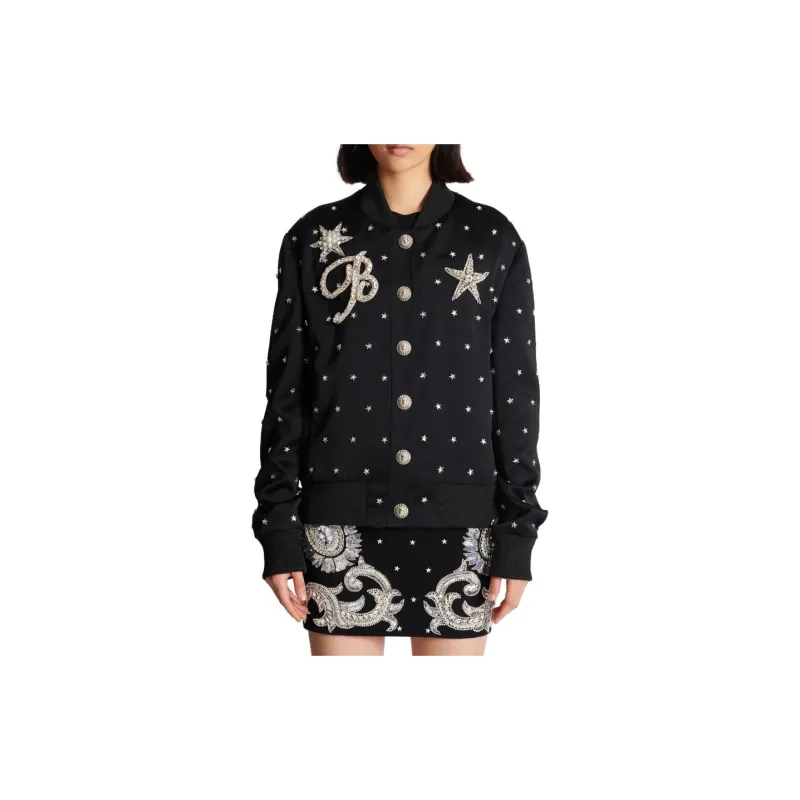 BALMAIN Stars Embroidered Bomber Jacket-4