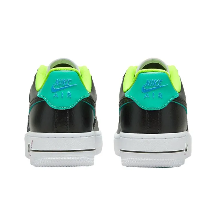 Nike Air Force 1 Graffiti Anti Slip Wear Resistant Low Top Kids' Skateboarding Shoes Black Green Teenagers-4