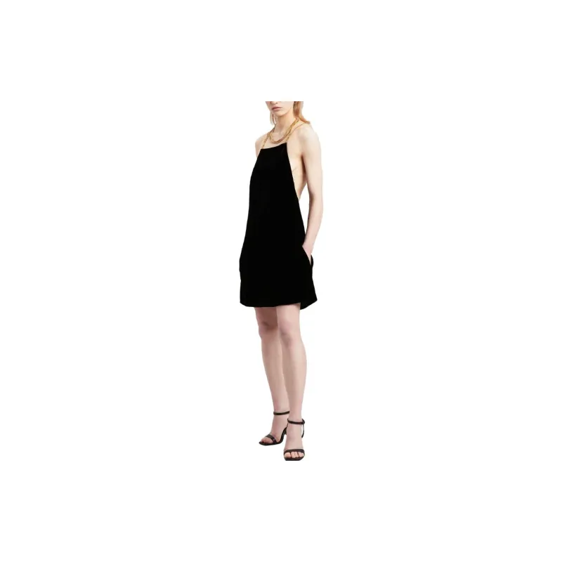 PALM ANGELS Chain embellished Velvet Halterneck Dress-1