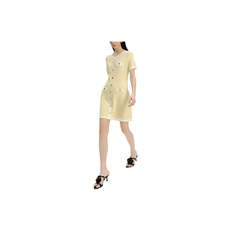 KARL LAGERFELD SS24 Short Sleeved Dress Women's Yellow-3