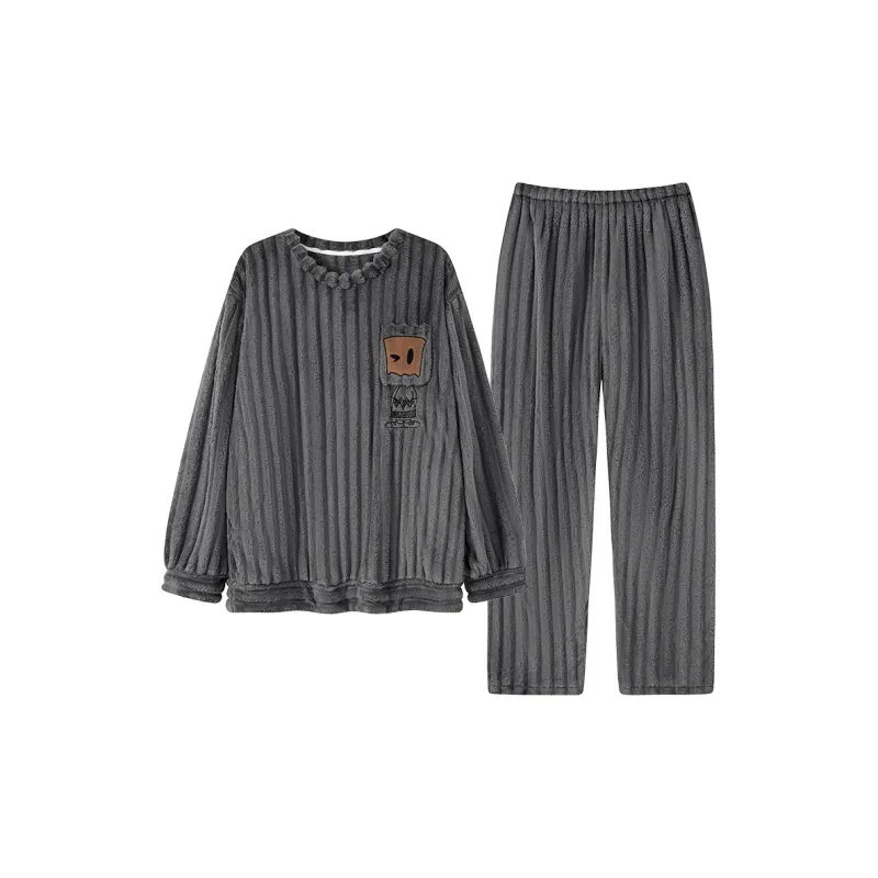 Qiao Ni Tong Pajama Set Men's Gray-0