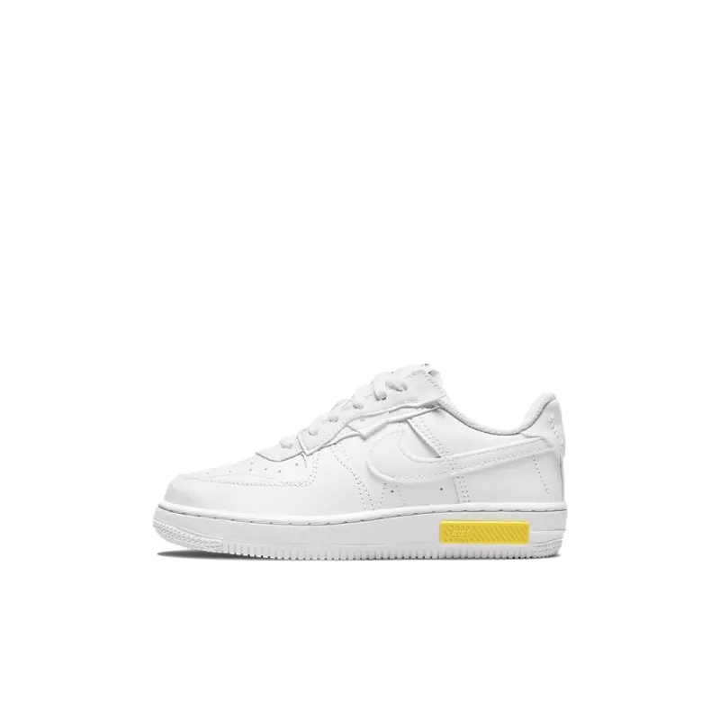 Nike Air Force 1 Fontanka Low Top Skateboard Shoes White Yellow Children Aged 3 7 Years Old-0