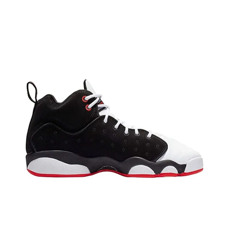 Jordan Jumpman Team II Slip Resistant Shock Absorbers Mid Top Children's Basketball Shoes Black White Teenagers-1