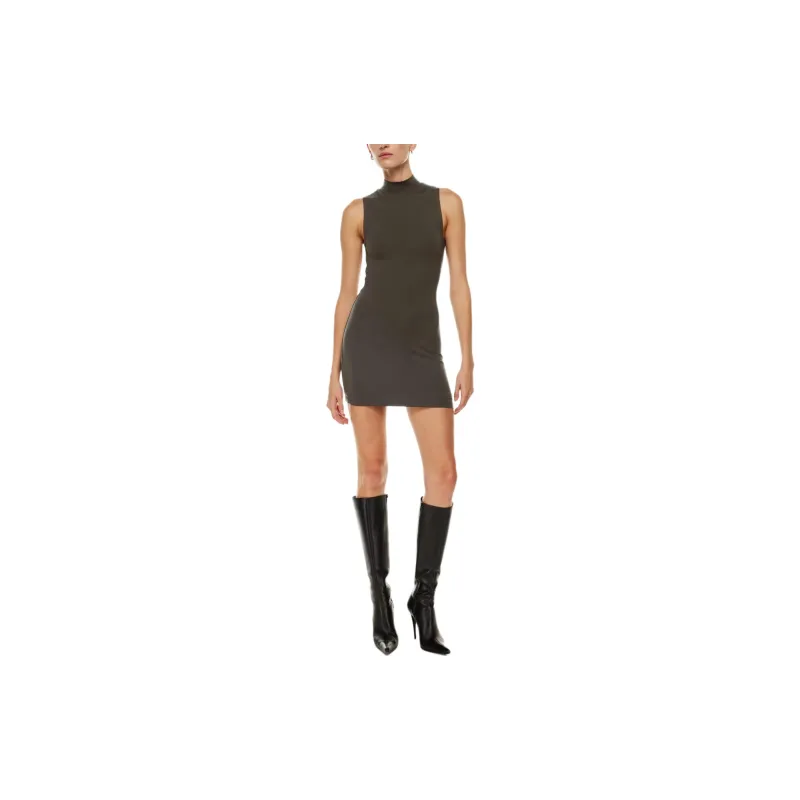 ARITZIA Contour Contour Mockneck Mini Dress Sleeveless Dress Women's Rich Mocha Brown-2