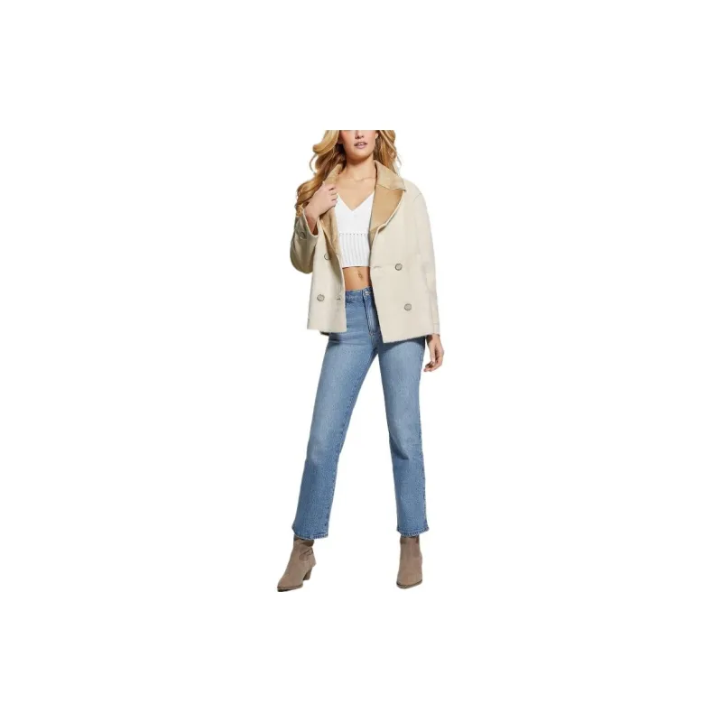 GUESS Faux Fur Jacket Jackets Coats Women's Beige-2