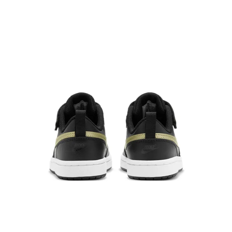 Nike Court Borough Low 2 PSV Abrasion Resistant Balance Low Top Skateboard Shoes Black Gold Children Aged 3 7 Years Old-4