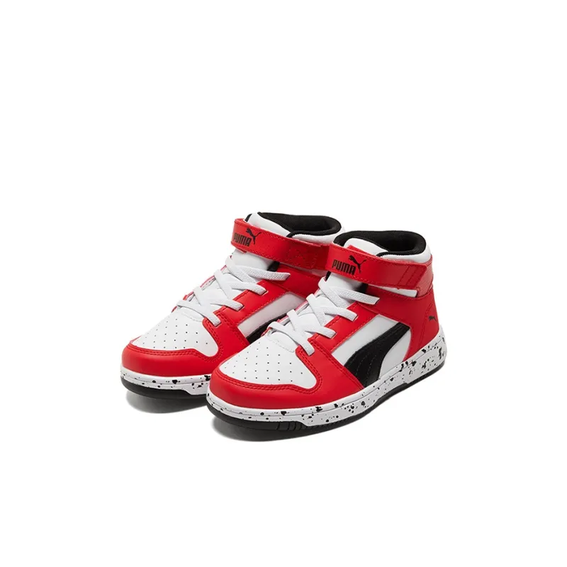 Puma Rebound LayUp Speckle Big Kid 'White High Risk Red'-2