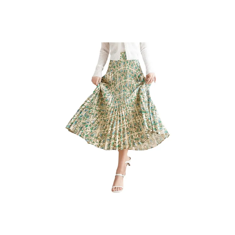 Mo Han Yi Mei Casual Long Skirts Women's Green-2