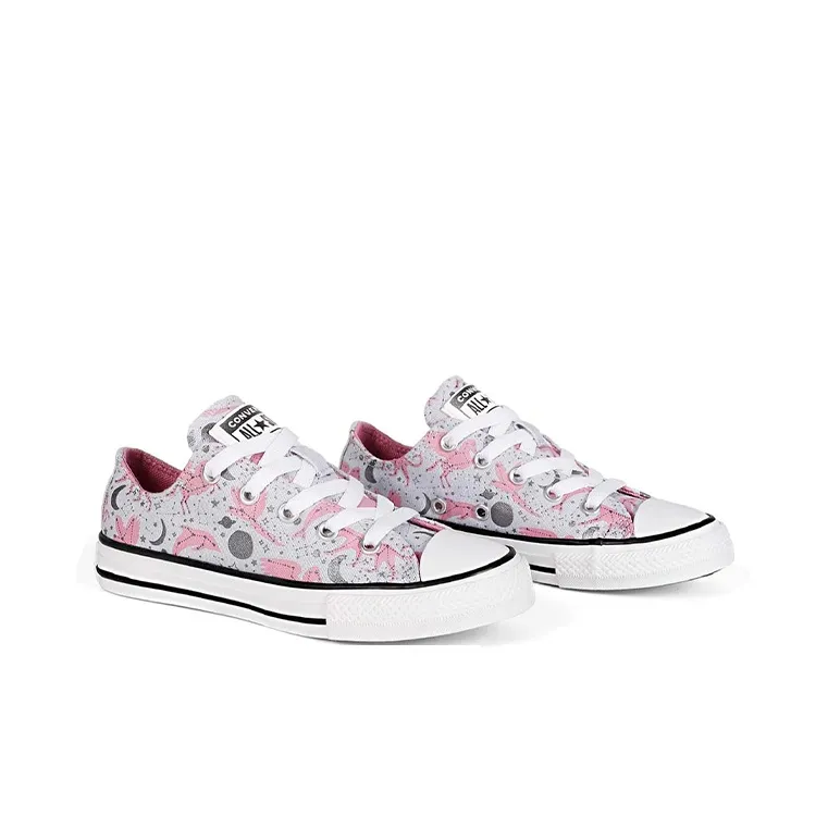 Converse Chuck Taylor All Star Anti Slip Wear Resistant Low Top Kids Canvas Shoes Gray Pink Teenagers-2