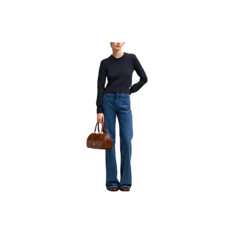 AMIPARIS Button Embellished Crewneck Knitted Jumper-1