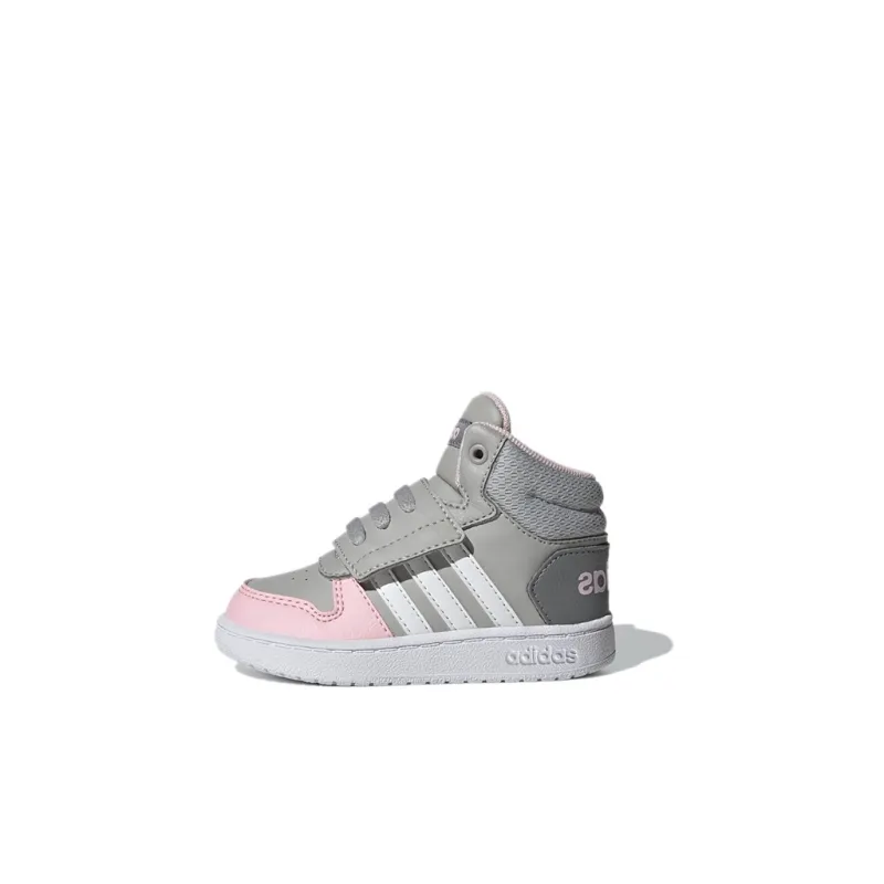 Adidas Neo Hoops 2.0 Mid Abrasion Resistant Mid Top Toddler Shoes Gray Pink Infant And Toddler-0