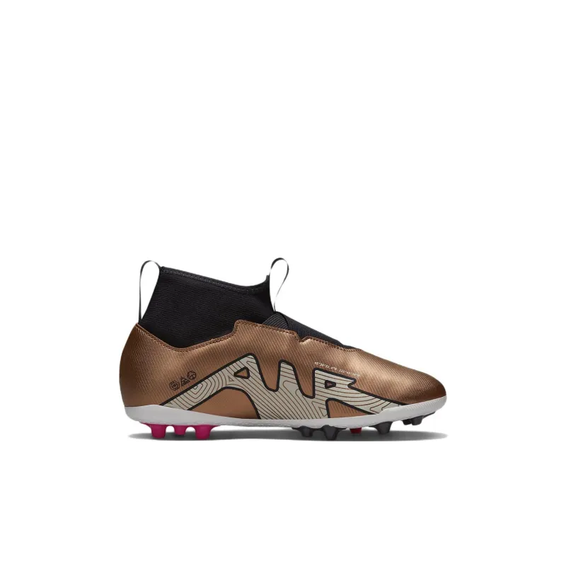 Nike Mercurial Superfly 9 Slip Resistant Cushioning Abrasion Resistant Mid Top Kids' Soccer Shoes Metal Copper Kids'-1