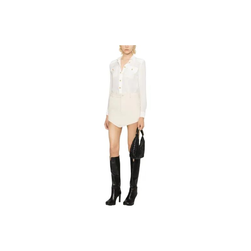 BALMAIN Padded Shoulders Silk Blouse-1