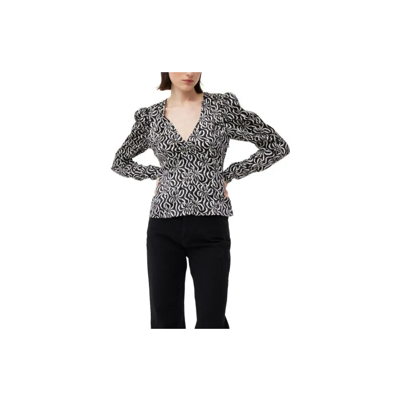 GANNI Graphic print Silk Blouse-5