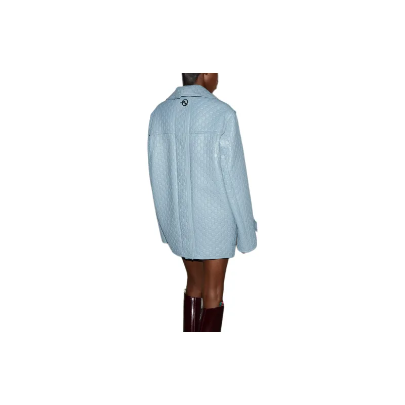 GUCCI FW24 Leather Jacket Women's Light Blue-2