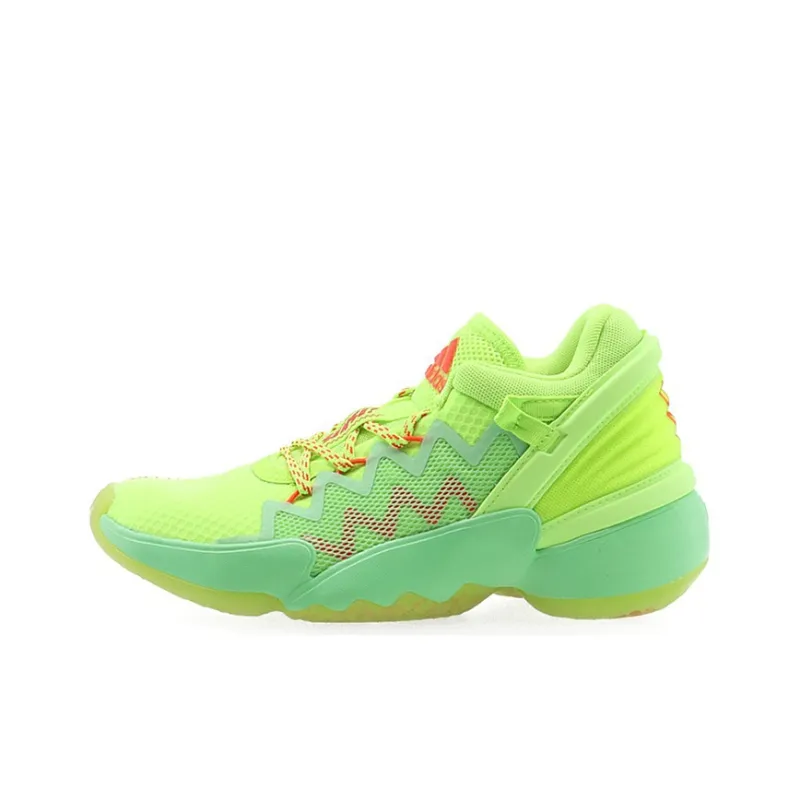 Adidas D.O.N. Issue #2 Slip Resistant Mid Top Children's Basketball Shoes Green Orange Teenagers-0