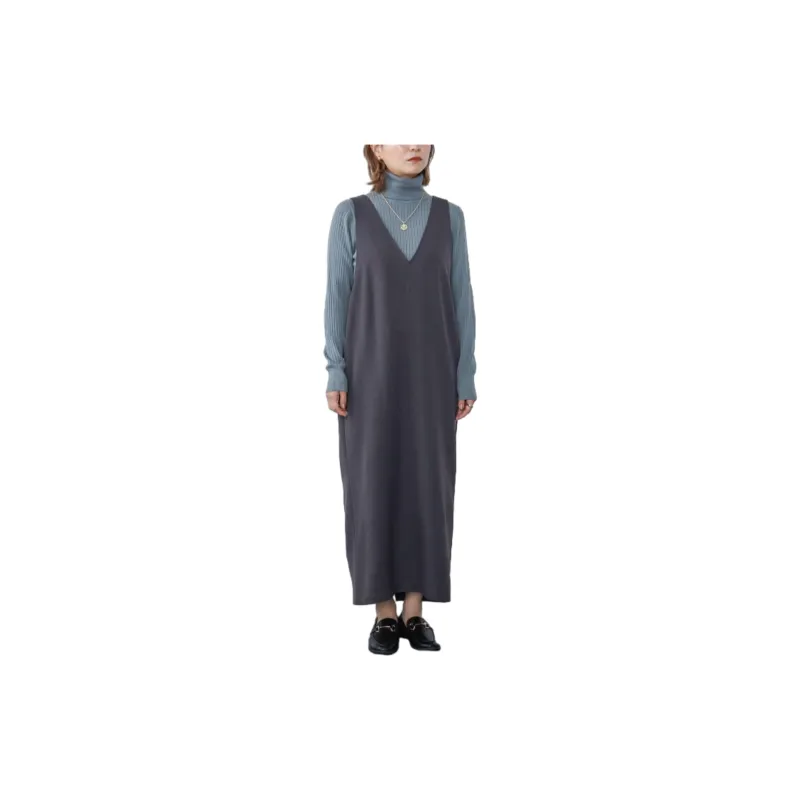 Beams Sleeveless Dress Women's Charcoal Gray-1