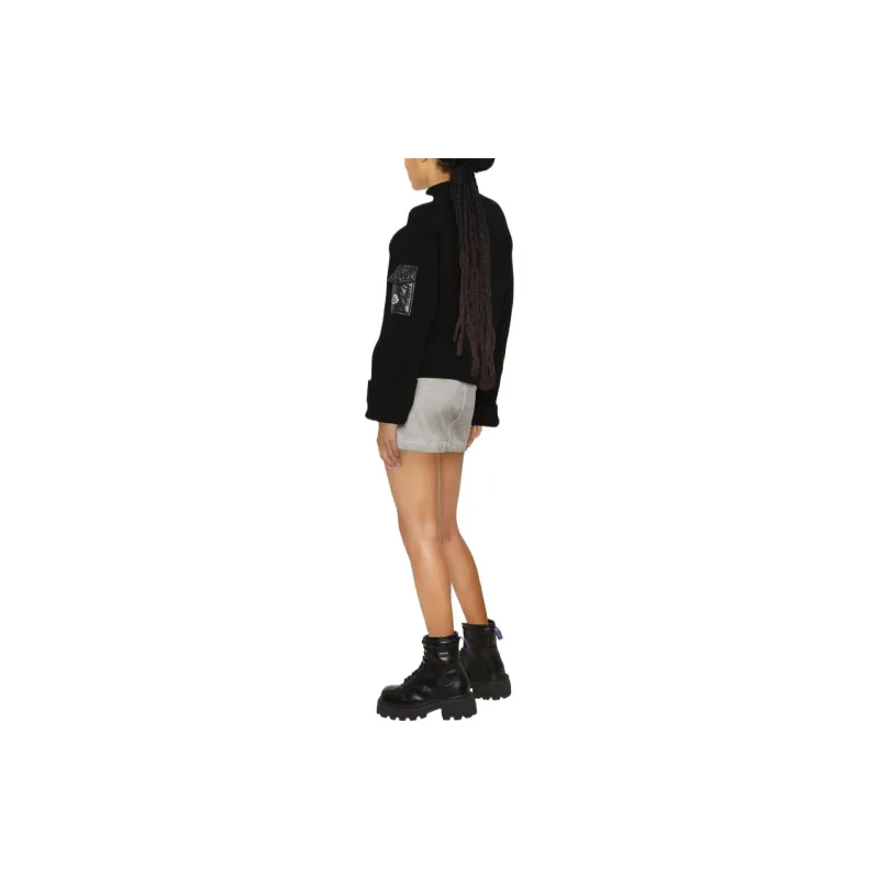 Moncler Woman Ribbed Tricot Wool Sweater Black-3
