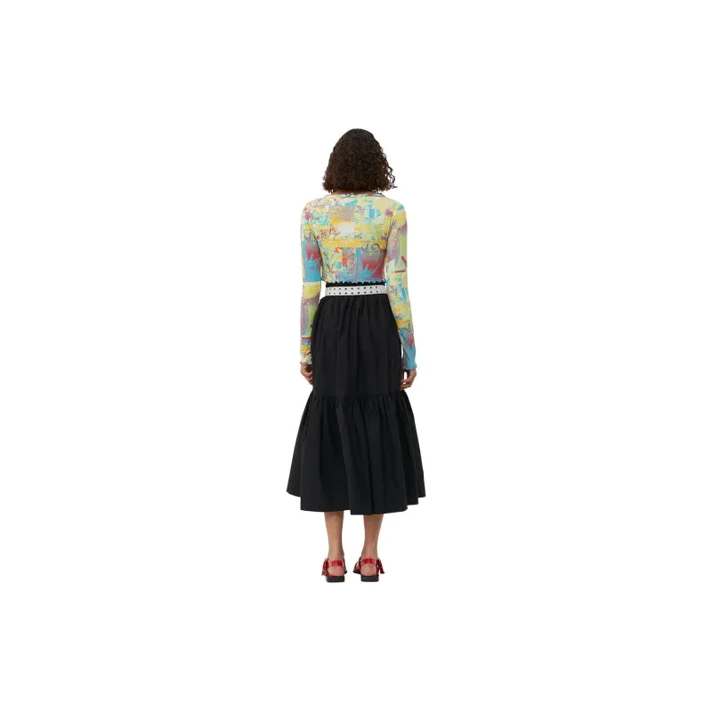 GANNI SS24 Casual Long Skirt Women's Black-2