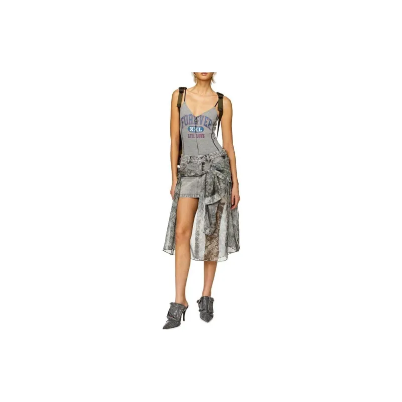 DIESEL Denim Short Skirts Women's Gray-1