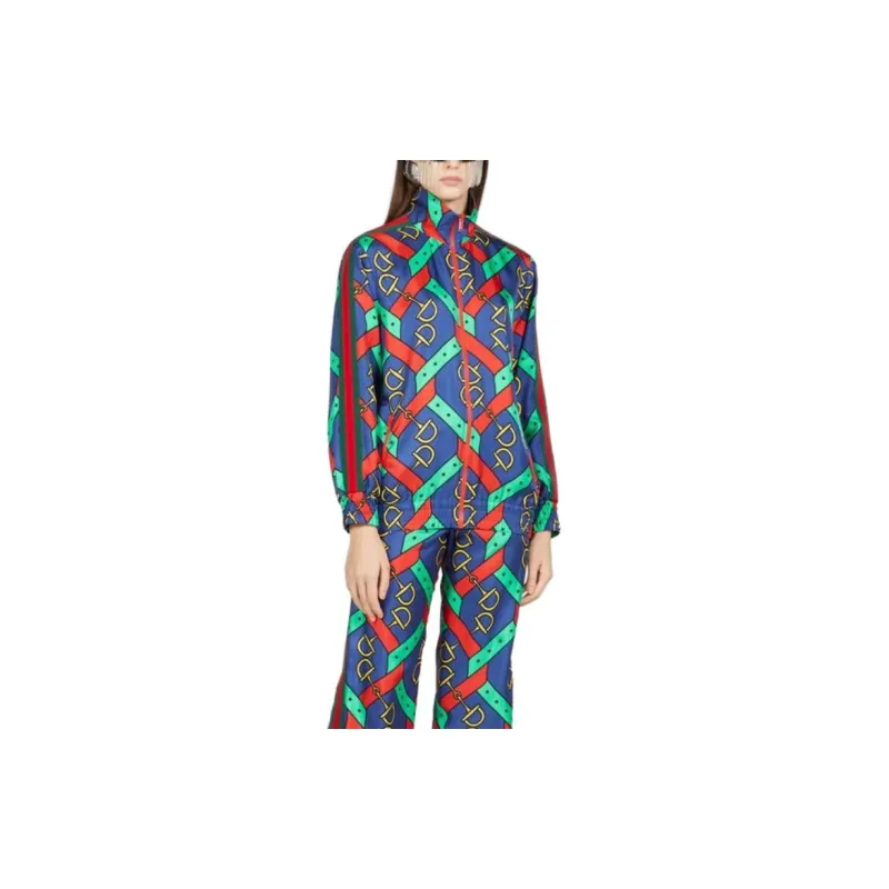 GUCCI High Neck Horsebit Strap Printed Jacket-3