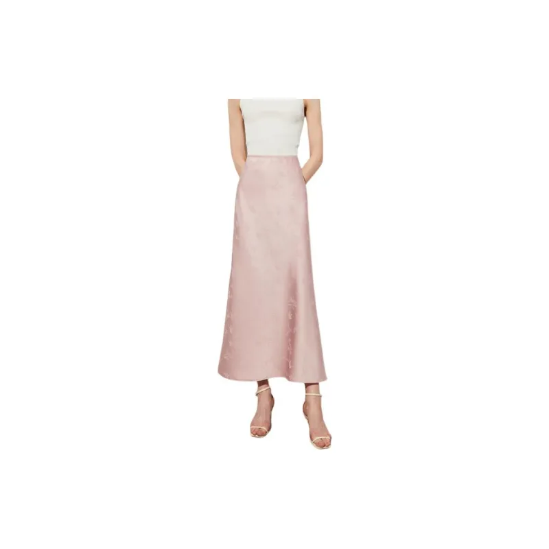 DPLAY Casual Long Skirt Women's Pink Lily Of The Valley-2
