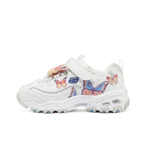 Skechers D'LITES Series Cushioned Slip-Resistant Kids Lifestyle Shoes White Multicolor Teenagers