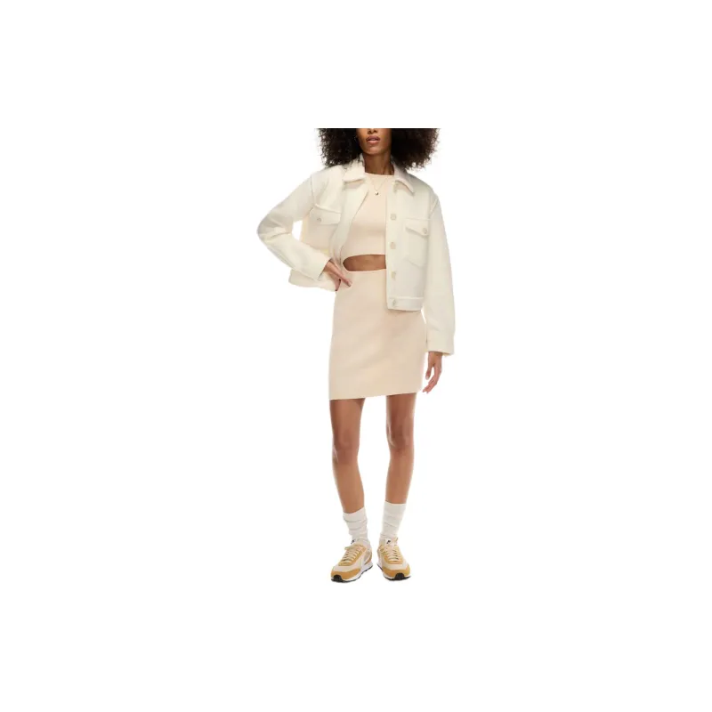 ARITZIA Wilfred Free Cut-Out Knit Mini Dress Short-Sleeved Dresses Women's Heather Flax Beige/Stone Heather Linen Beige-2