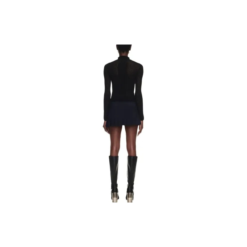 OFF WHITE Logo Print Open Knit Turtleneck Black-2