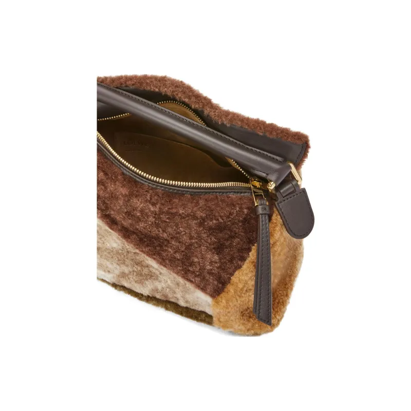 LOEWE Puzzle Shearling Handbag Shoulder Bag Crossbody Bag Small Size Women's Multicolor-7