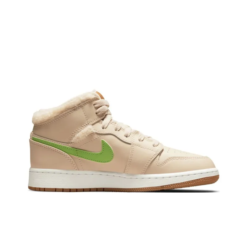 Jordan 1 Mid Utility Fleece Pearl White GS-2