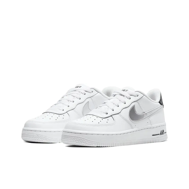 Nike Air Force 1 Low White Black Metallic Silver GS-2