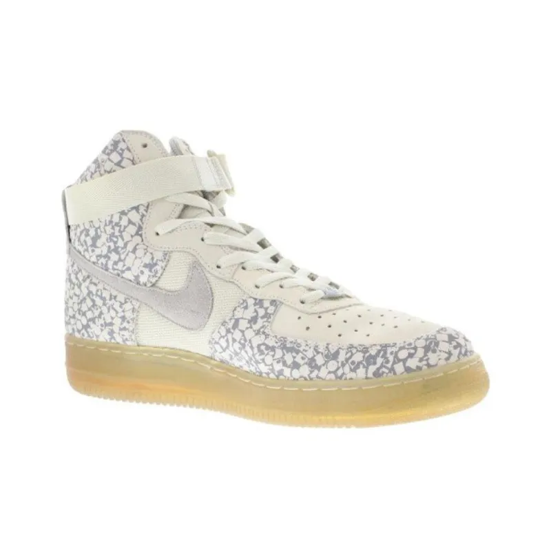 Nike Air Force 1 Anti-Slip Wear-Resistant High-Top Skateboard Shoes Men's Beige Blue-1