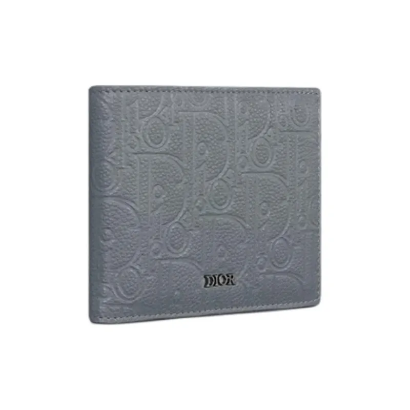 DIOR Calfskin Wallet Women's Dark Gray-1